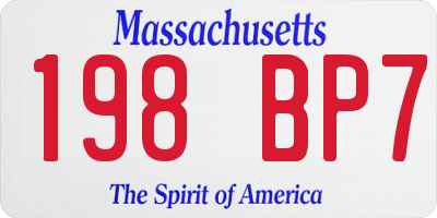 MA license plate 198BP7