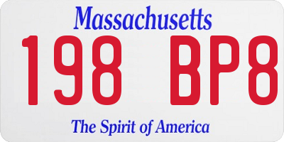 MA license plate 198BP8