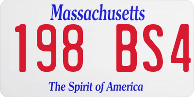 MA license plate 198BS4