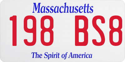 MA license plate 198BS8