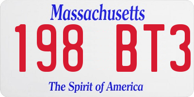 MA license plate 198BT3
