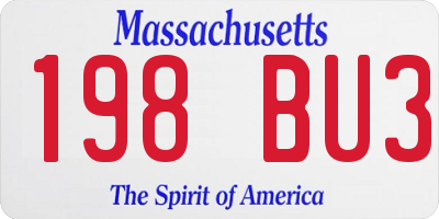 MA license plate 198BU3