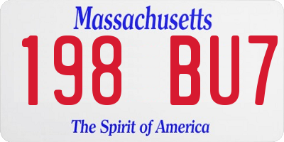 MA license plate 198BU7