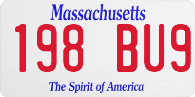 MA license plate 198BU9