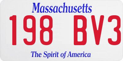MA license plate 198BV3