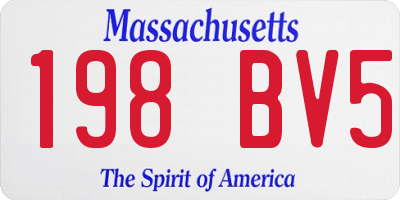 MA license plate 198BV5