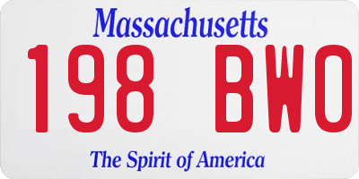 MA license plate 198BW0