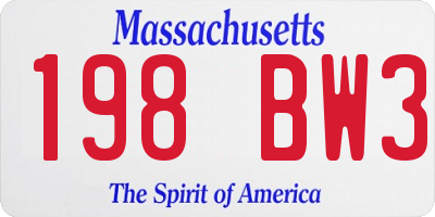 MA license plate 198BW3