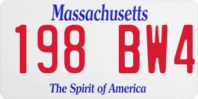 MA license plate 198BW4