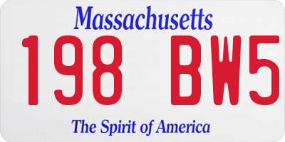 MA license plate 198BW5