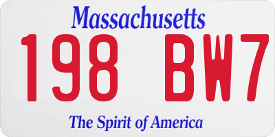 MA license plate 198BW7