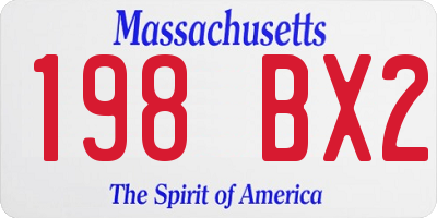 MA license plate 198BX2