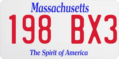 MA license plate 198BX3