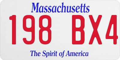 MA license plate 198BX4