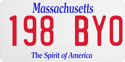 MA license plate 198BY0