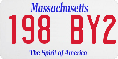 MA license plate 198BY2