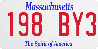 MA license plate 198BY3