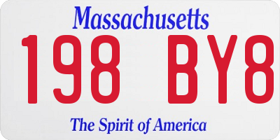 MA license plate 198BY8