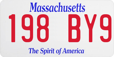 MA license plate 198BY9