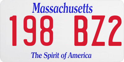 MA license plate 198BZ2