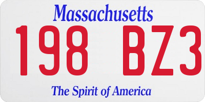 MA license plate 198BZ3