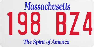 MA license plate 198BZ4