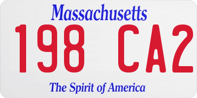 MA license plate 198CA2