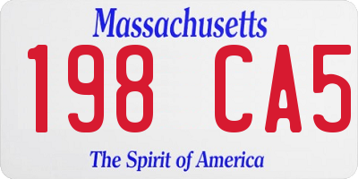 MA license plate 198CA5