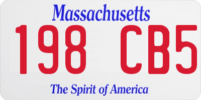 MA license plate 198CB5