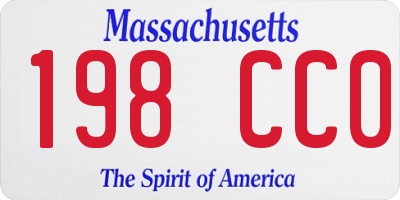 MA license plate 198CC0