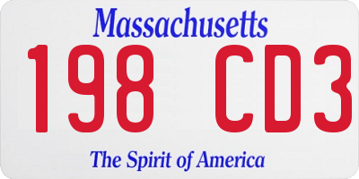 MA license plate 198CD3