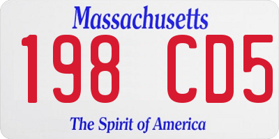 MA license plate 198CD5