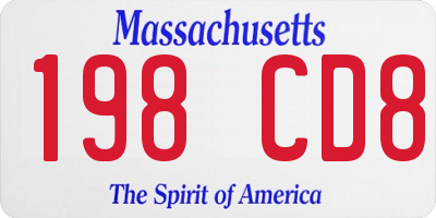 MA license plate 198CD8