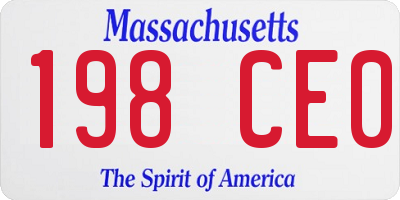 MA license plate 198CE0