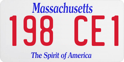 MA license plate 198CE1