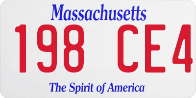 MA license plate 198CE4