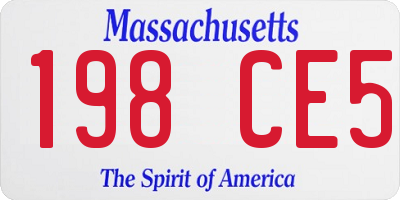 MA license plate 198CE5