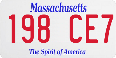 MA license plate 198CE7