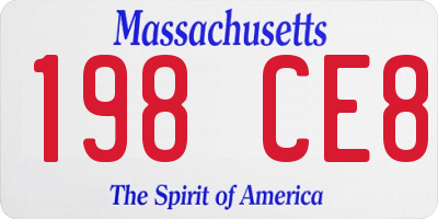 MA license plate 198CE8