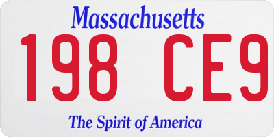 MA license plate 198CE9