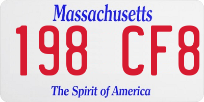 MA license plate 198CF8