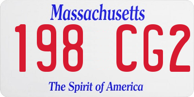 MA license plate 198CG2