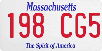 MA license plate 198CG5