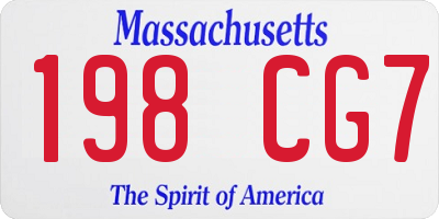 MA license plate 198CG7