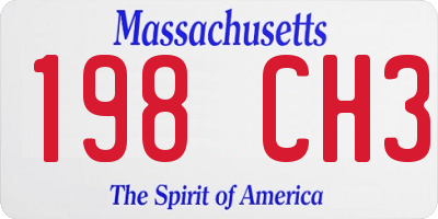 MA license plate 198CH3