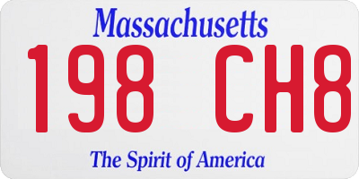 MA license plate 198CH8