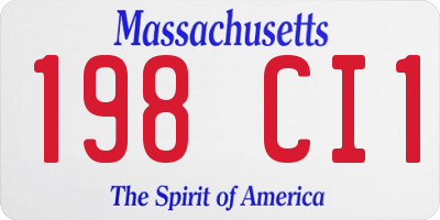 MA license plate 198CI1