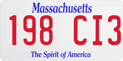 MA license plate 198CI3