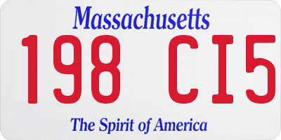 MA license plate 198CI5