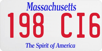 MA license plate 198CI6